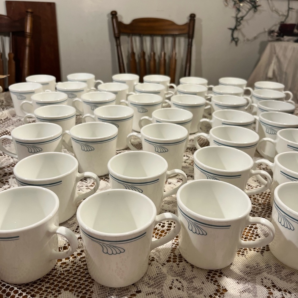 Elegant White and Blue Teacup Set
